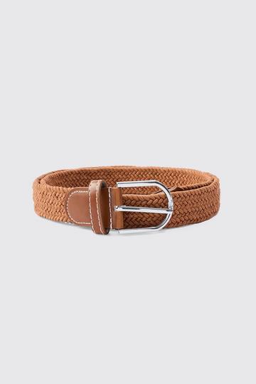 Brown Knitted Belt In Brown