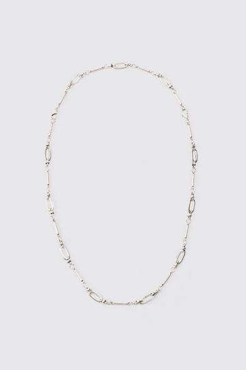 Chain Link Detail Multi Layer Necklace silver