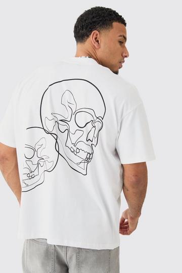 Oversized Skull Stencil Heavyweight T-shirt white