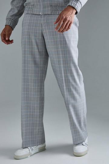 Check Tailored Wide Leg Trousers grey