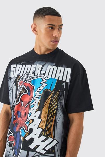 Oversized Spiderman Large Scale License T-shirt black