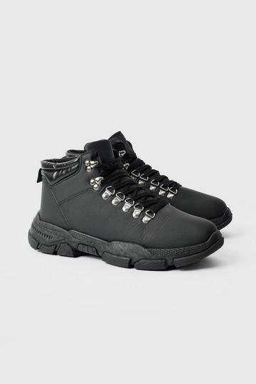 Chunky Sole Worker Boot In Black black