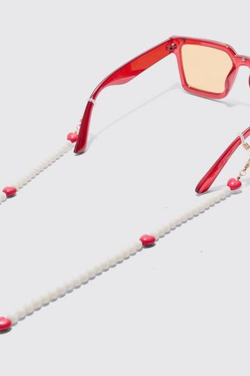 Heart Beaded Sunglasses Chain In Red red