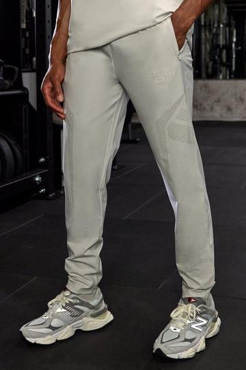 Stone Beige Active Training Dept Slim Woven Perforated Jogger