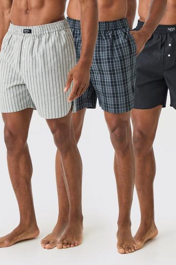 3 Pack Woven Boxers In Multi multi