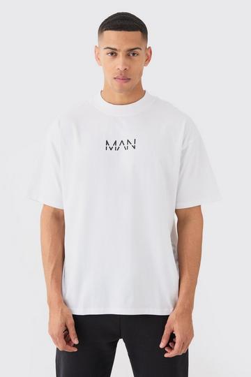 Man Dash Oversized Basic Extended Neck T-shirt white