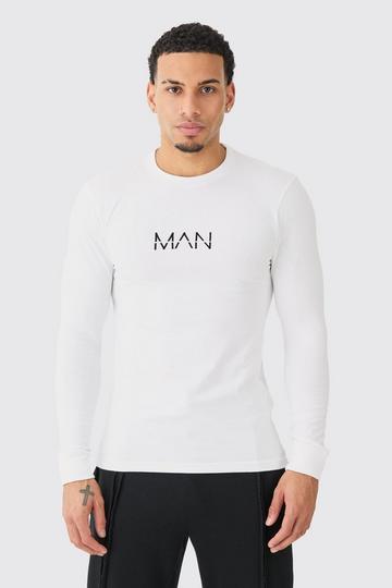 Man Dash Muscle Fit Long Sleeve T-shirt white