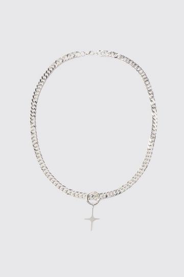 Silver Cross Pendant Chain In Silver