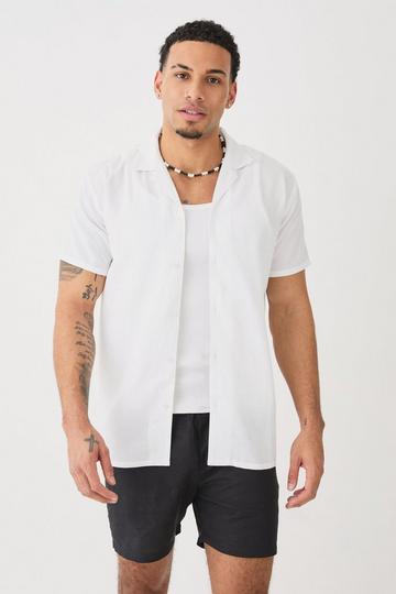 Short Sleeve Linen Shirt white