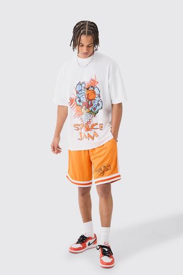 Oversized Taz Space Jam License T-shirt And Mesh Short Set orange