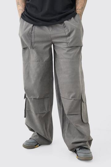 Tall Elasticated Waist Oversized Peached Cargo Trouser grey