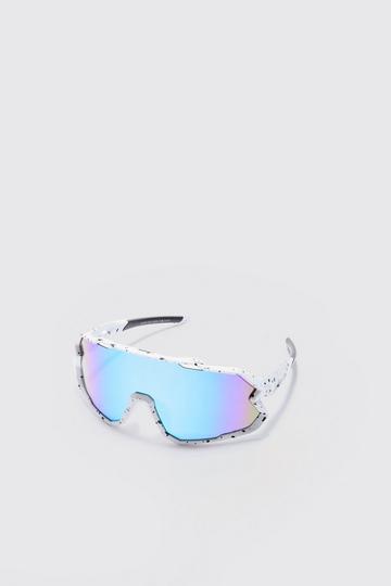 Mirror Lens Visor Sunglasses In White white