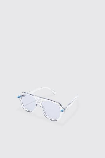 Plastic Aviator Sunglasses In Grey grey