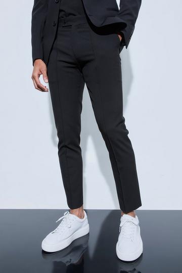 Skinny Fit Cropped Suit Trousers black