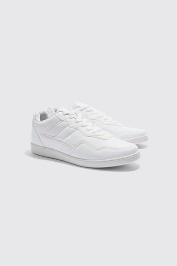 White Multi Panel Chunky Sole Trainers In White