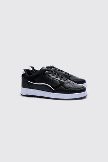 Black Multi Panel Chunky Sole Trainers In Black