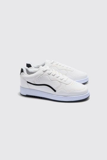 White Chunky Sole Detail Panel Trainers In White