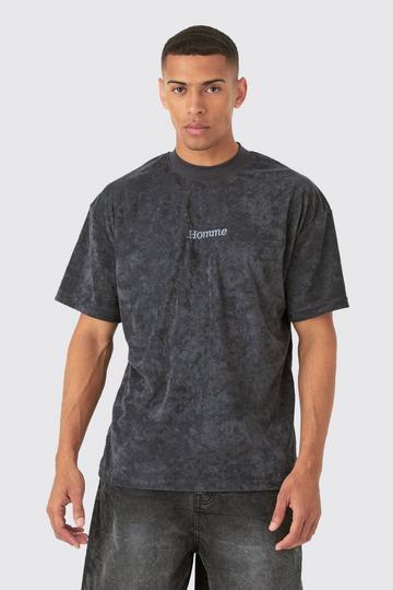 Oversized Extended Neck Towelling Homme T-shirt charcoal