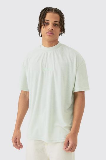 Oversized Extended Neck Towelling Homme T-shirt pale green