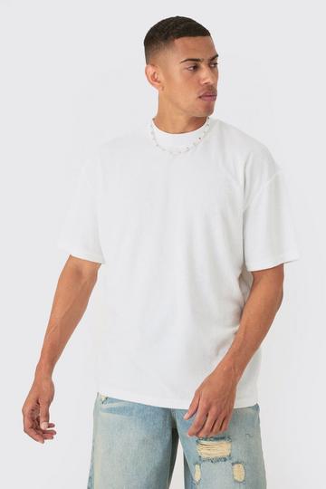 Oversized Extended Neck Towelling T-shirt ecru