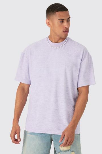 Oversized Extended Neck Towelling T-shirt lilac