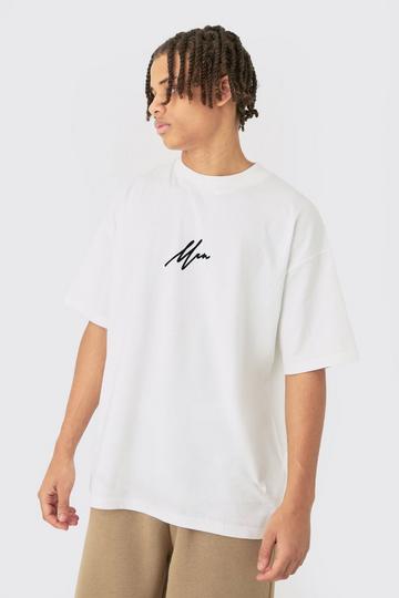 Oversized Extended Neck Man Flock Printed T-shirt ecru