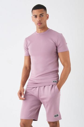 Purple Muscle Fit Scuba T-shirt & Short Set