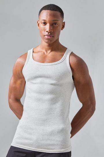 Man Active Gym Muscle Fit Ribbed Vest grey