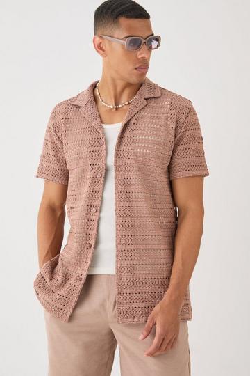 Oversized Weave Look Shirt taupe