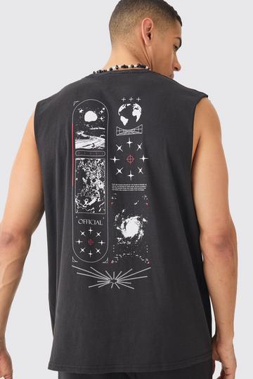 Black Oversized Space Graphic Tank