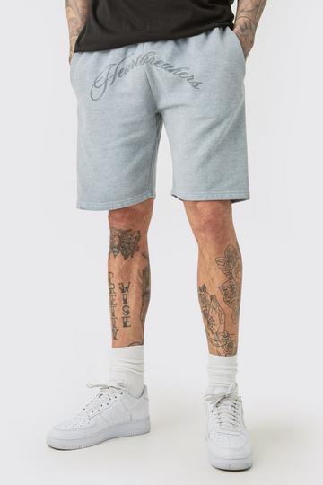 Grey Tall Oversized Hearbreakers Shorts In Grey