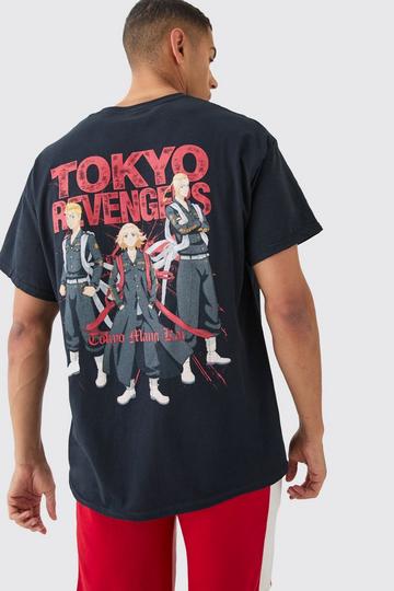 Oversized Tokyo Revengers Anime License Back Print T-shirt black