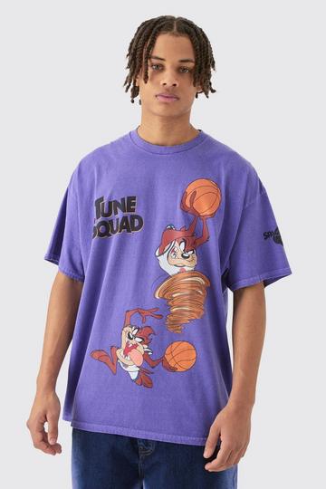 Loose Fit Looney Tunes Taz License T-shirt purple
