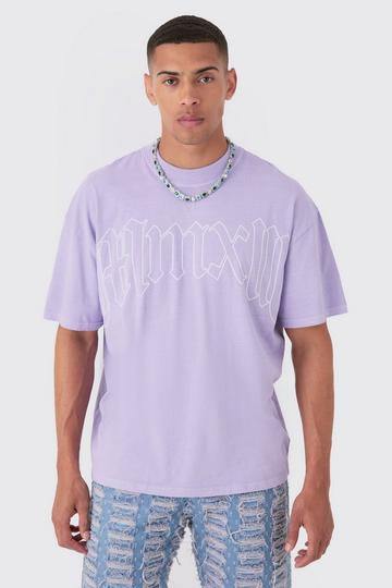 Lilac Purple Oversized Large Scale Statue Graphic Wash T-shirt
