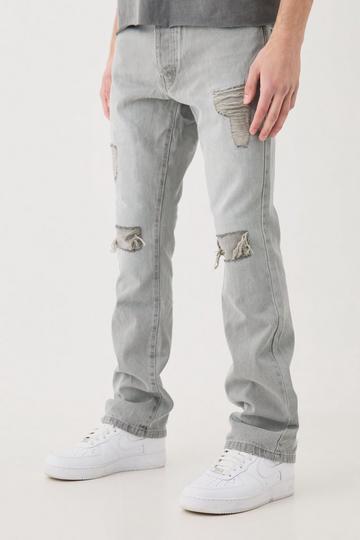 Slim Flare Rip And Repair Jeans light grey