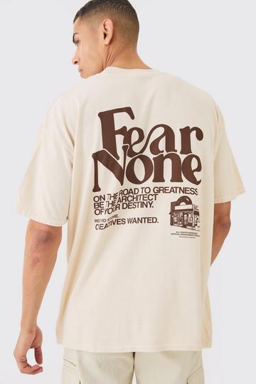 Oversized Wash Fear None Print T-shirt ecru