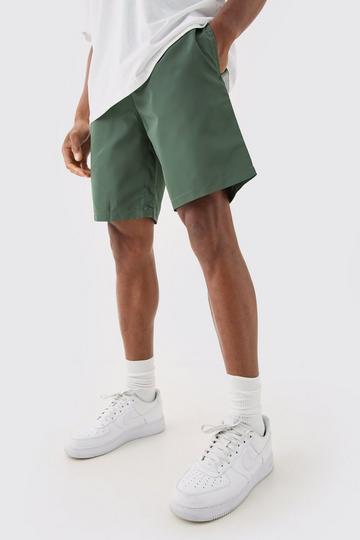 Elasticated Waist Comfort Nylon Shorts olive
