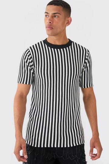 Slim Fit Stripe Rib T-shirt black