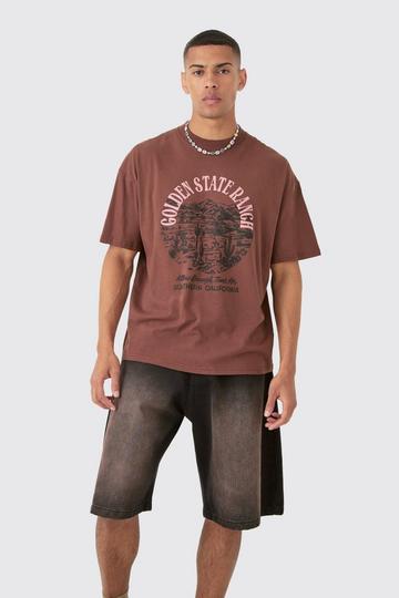 Oversized Washed Golden State Ranch T-shirt chocolate