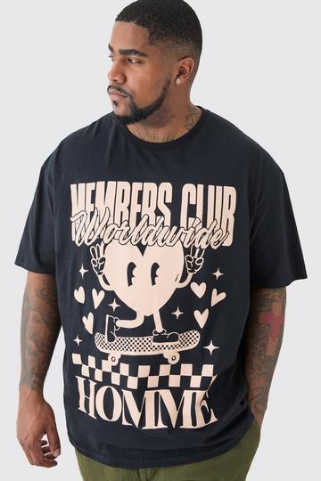 Black Plus Members Club Worldwide T-shirt In Black