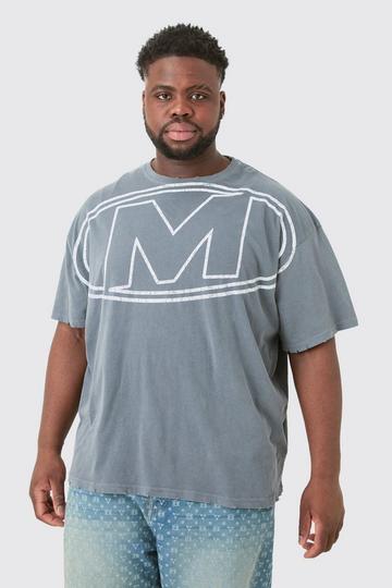 Plus Distressed Oversized Logo Graphic T-shirt charcoal