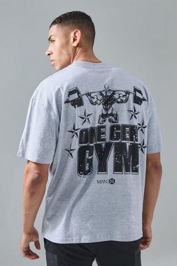 Man Active X Og Gym Oversized Xxl Back Print T-shirt grey marl