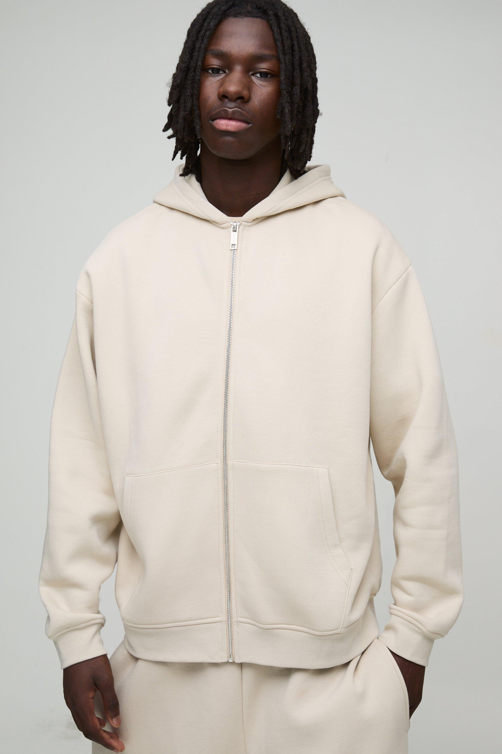 Boxy Fit Zip Through Hoodie | boohooMAN USA