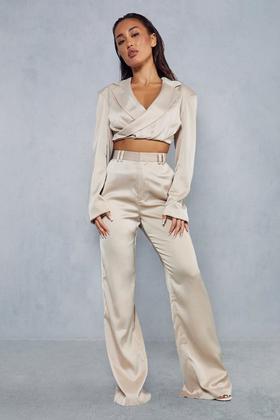 Trousers, Premium Satin High Waisted Trousers