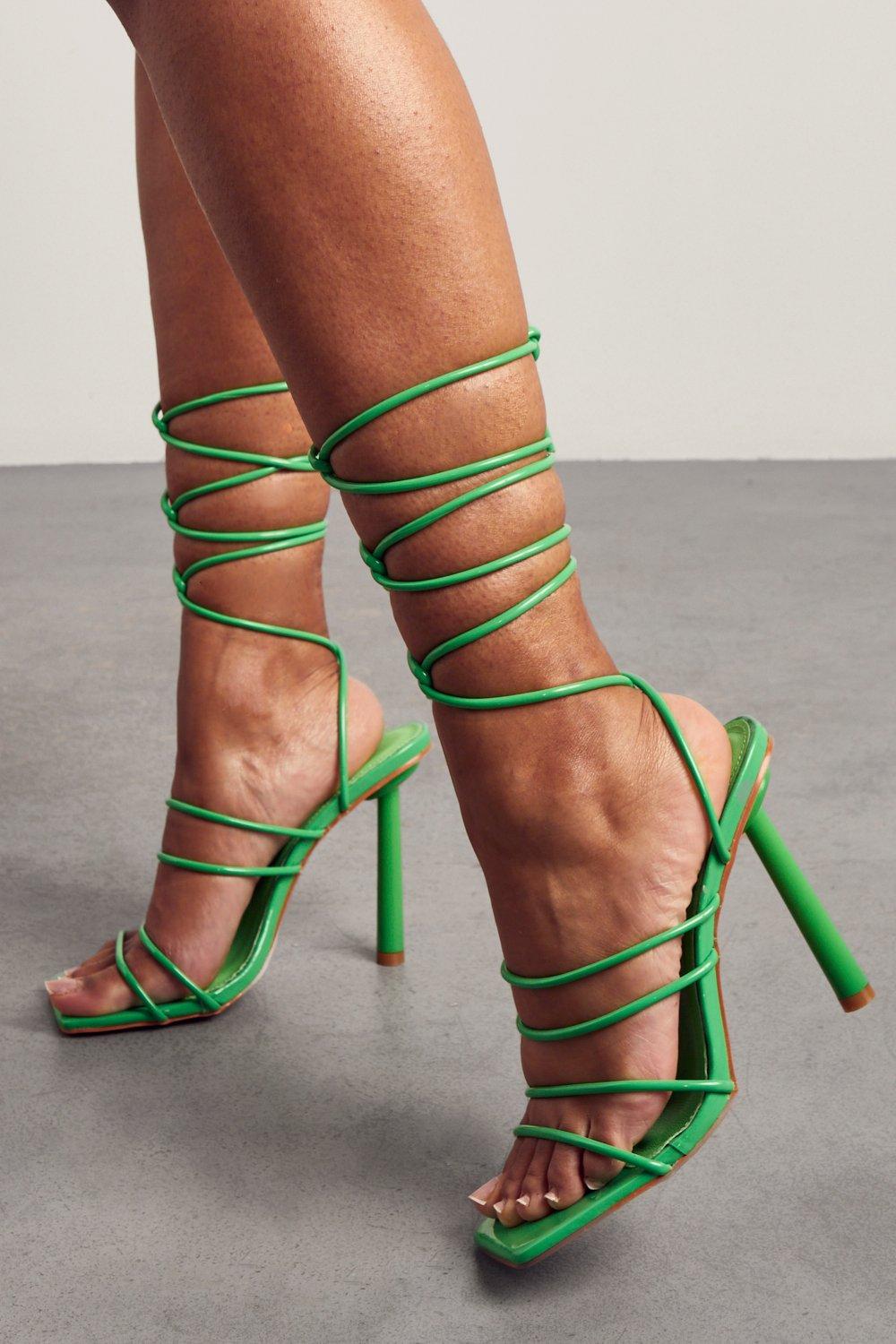 Neon green outlet tie up heels