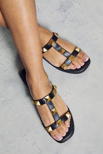 Studded Strap Sandals black