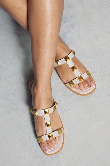 Studded Strap Sandals nude