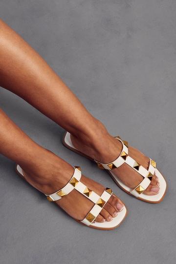 White Studded Strap second Sandals
