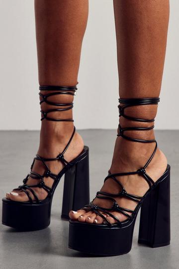 Black Tie Up Strappy Extreme Platform Heels
