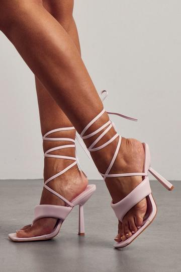 Padded Toe Post Strappy Heels light pink